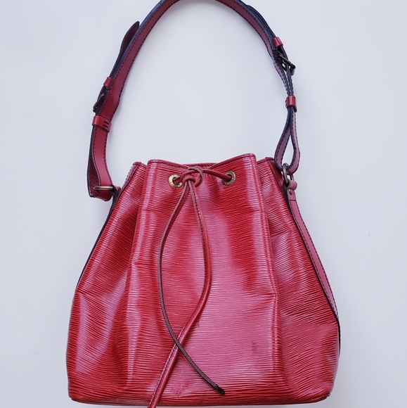 Authentic Louis Vuitton Red Epi Leather Petite Noe Vintage  Bucket Bag- - Picture 1 of 13